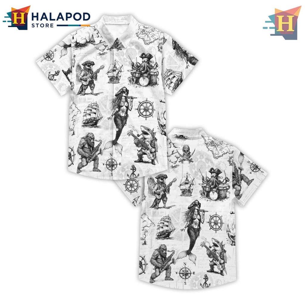 Black Pirate King Hawaiian Shirt Funny Summer Beach Vacation Aloha Mens Apparel