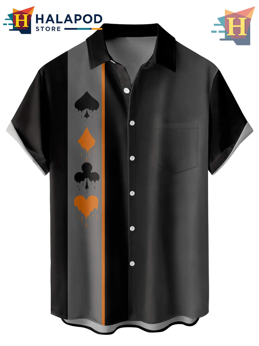 Black Playing Cards Hawaiian Shirt 2026 Tropical Holiday Casual Beach Gear