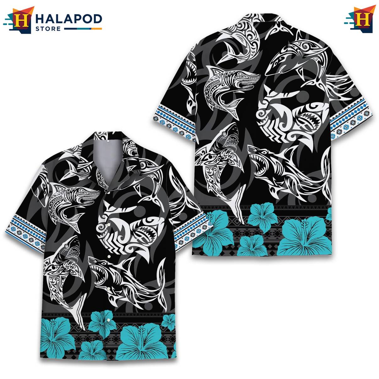 Black Shark Funny Tropical Shirt Alien UFO Short Sleeve Button Down Apparel