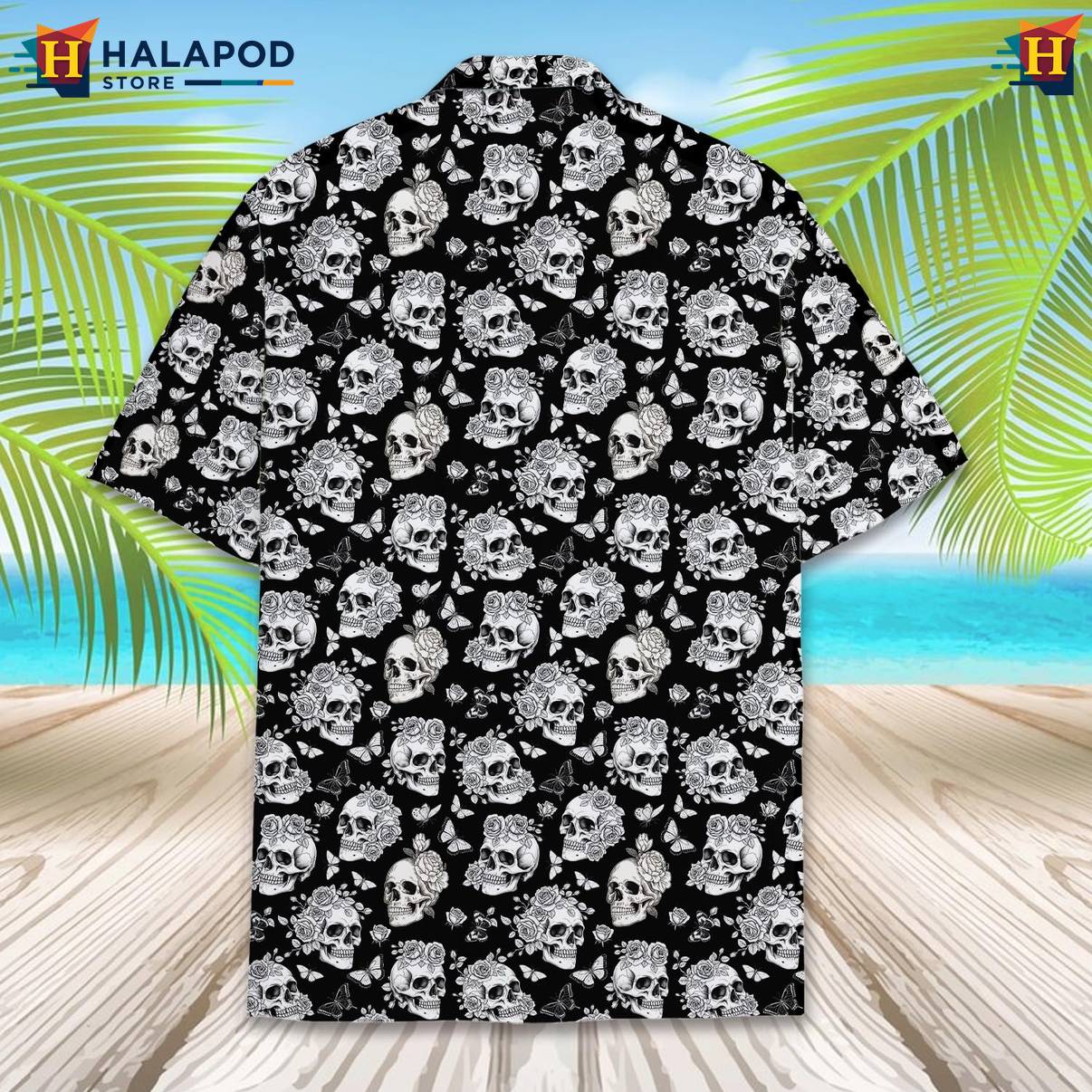 Black Skull Funny Short-sleeve button-up shirt Alien UFO Short Sleeve Button Down Apparel