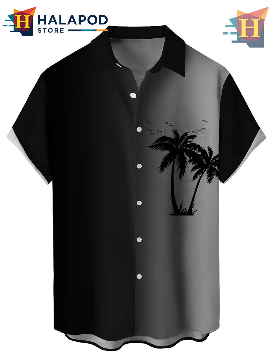 Black Tree Holiday Casual Hawaiian Shirt 2026 Tropical Beach Mens Fan Apparel