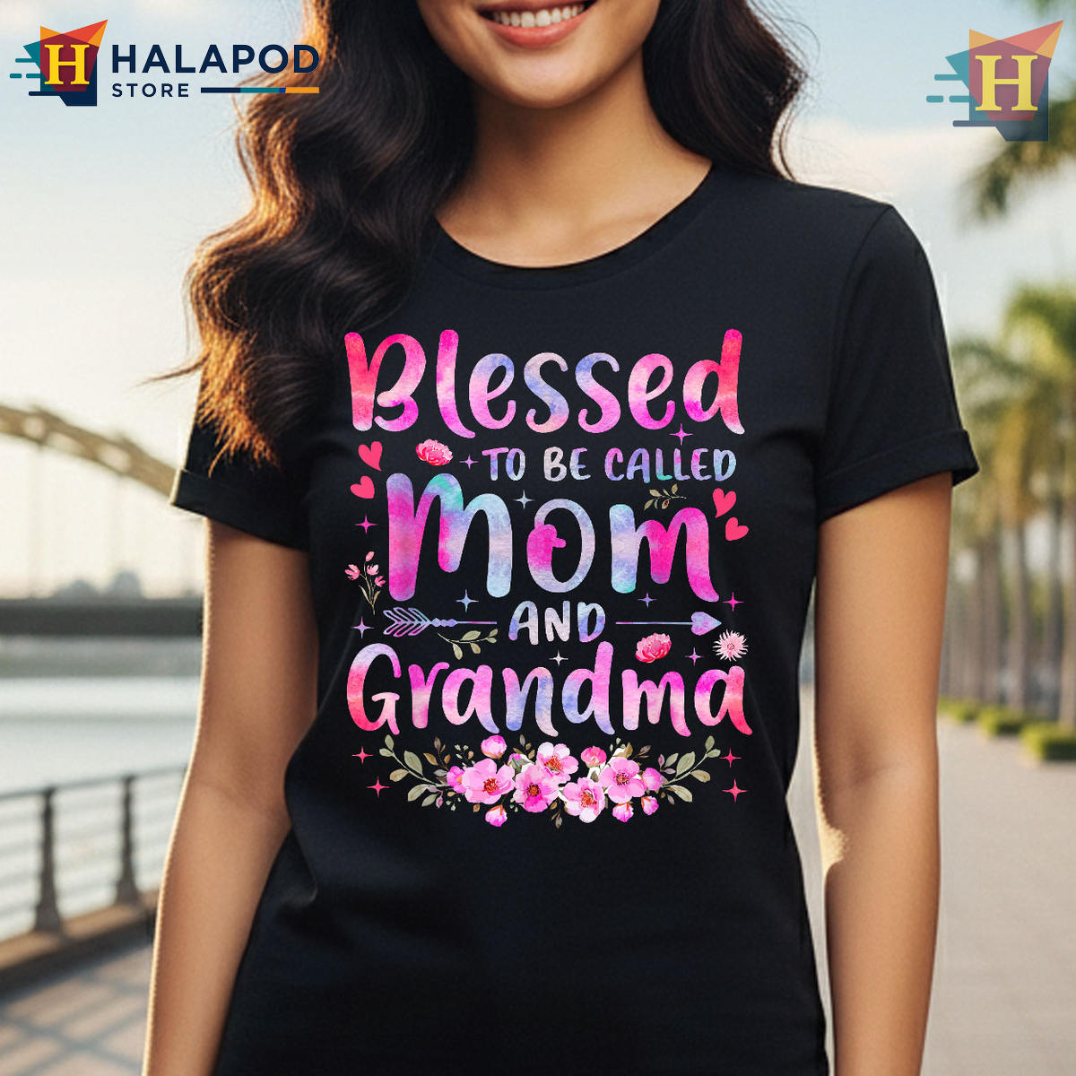 Blessed To Be Called Mom And Grandma Flowers Mother's Day T Shirt