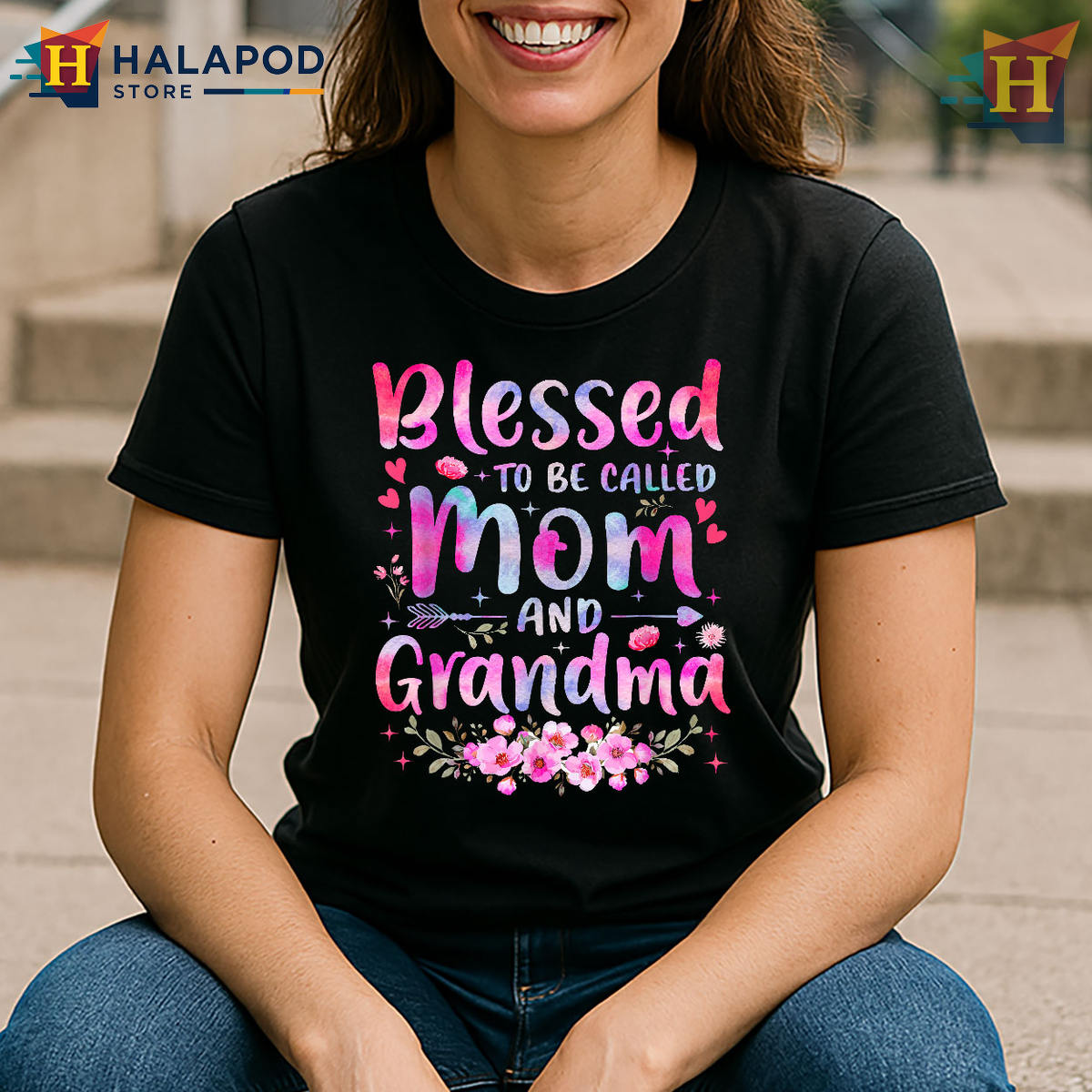Blessed To Be Called Mom And Grandma Flowers Mother's Day T Shirt