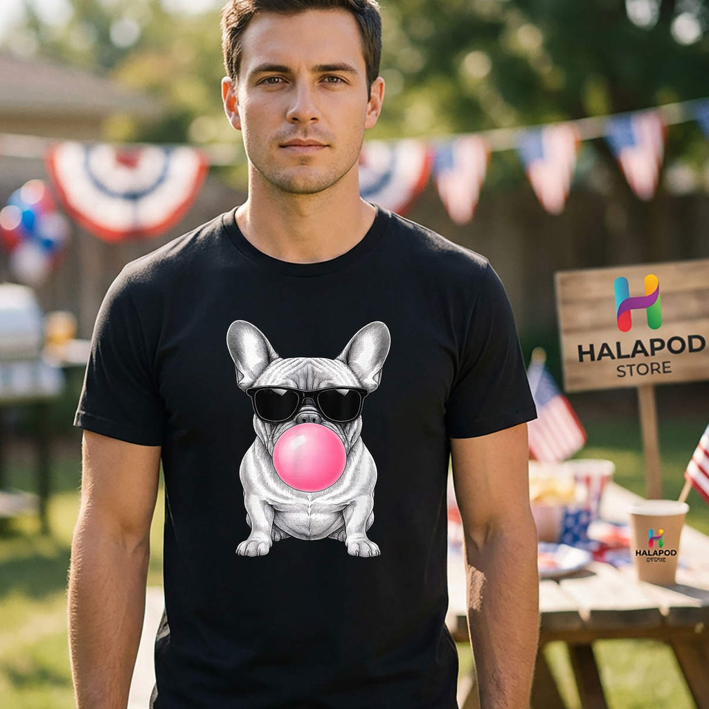 Blowing Bubble Frenchie Shirt Funny Cute French Bulldog Lover Casual Mens