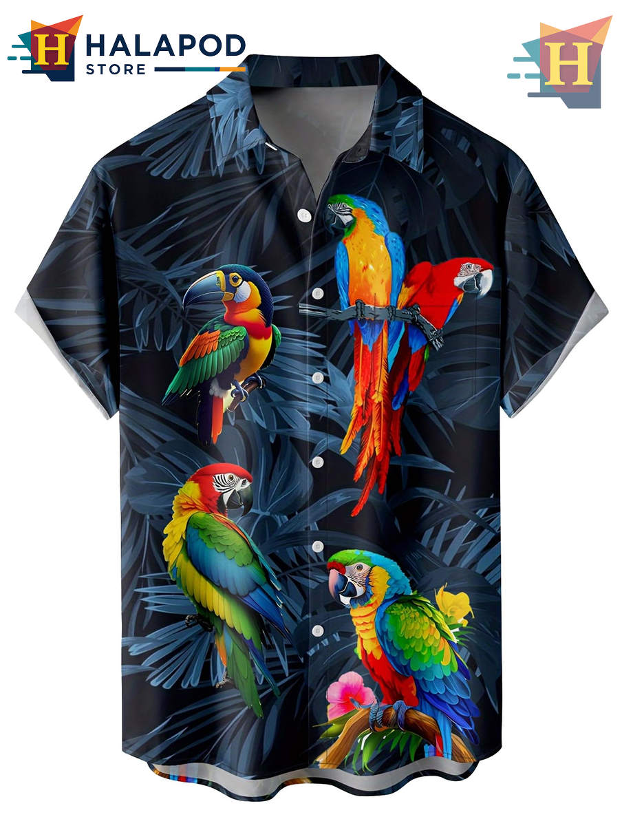 Blue Bird Holiday Casual Hawaiian Shirt 2026 Tropical Beach Men Fan Apparel