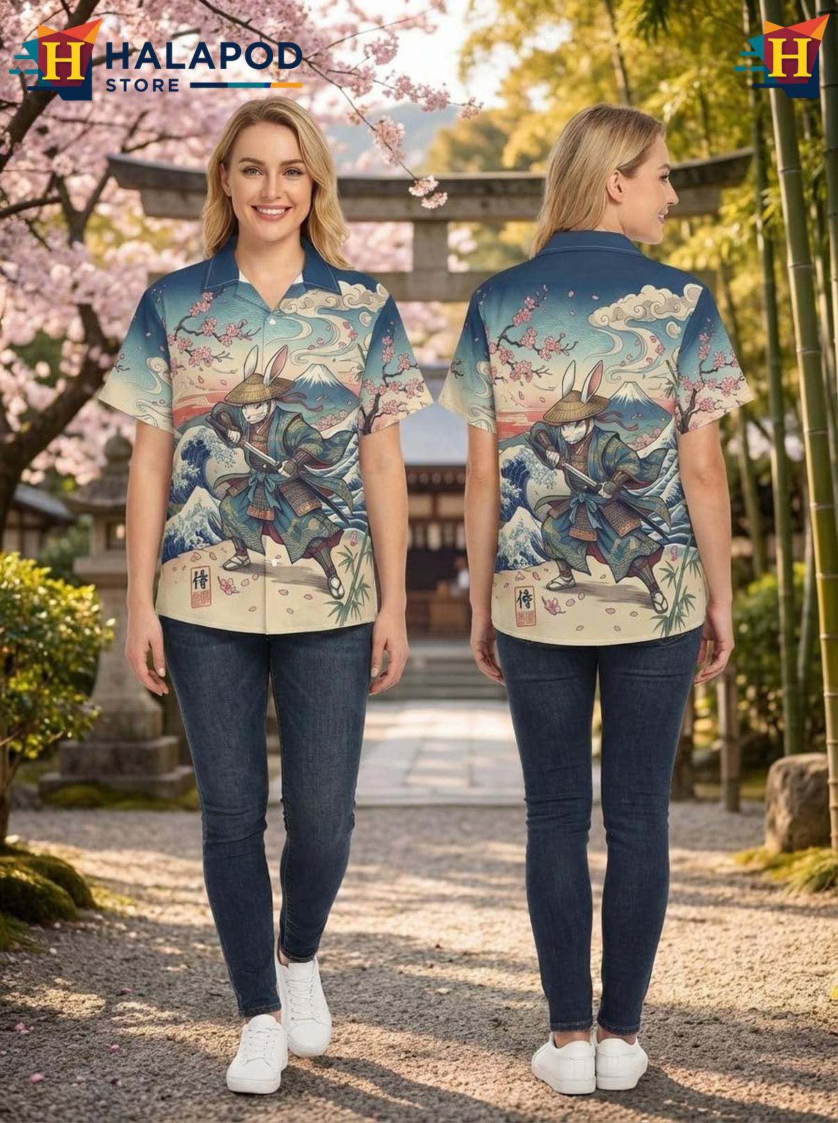 Blue Rabbit Japanese Short-sleeve button-up shirt Tropical Beach Short Sleeve Casual Mens