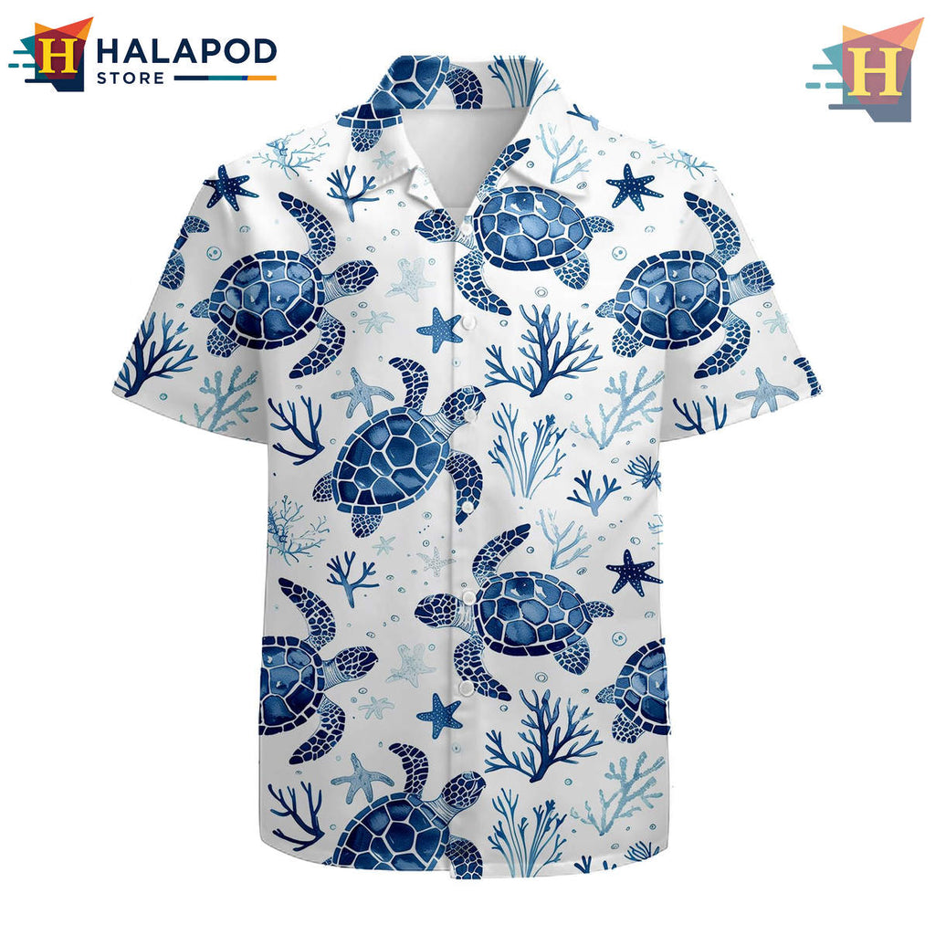 Blue Turtle Graphic Hawaiian Shirt 2026 Funny Tropical Holiday Beach Fan Gear