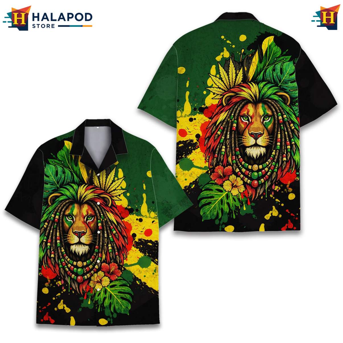 Bold Lion Aloha Tee Shirt, Vibrant Summer Shirt With Tropical Design For Beach Lovers