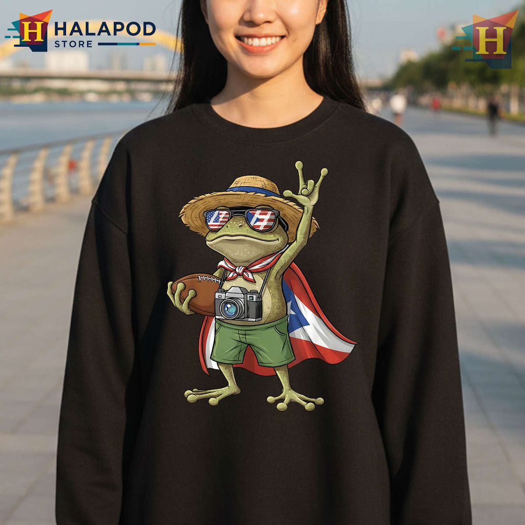 Boricua Pride Graphic Coqui Frog Puerto Rico Shirt Flag Football Island Vibes