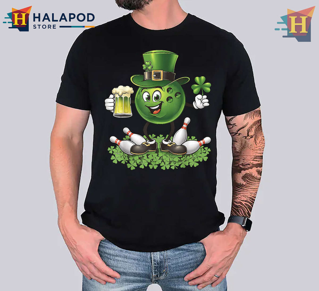 Bowling Beer Drinker Graphic St Patricks Day T Shirts