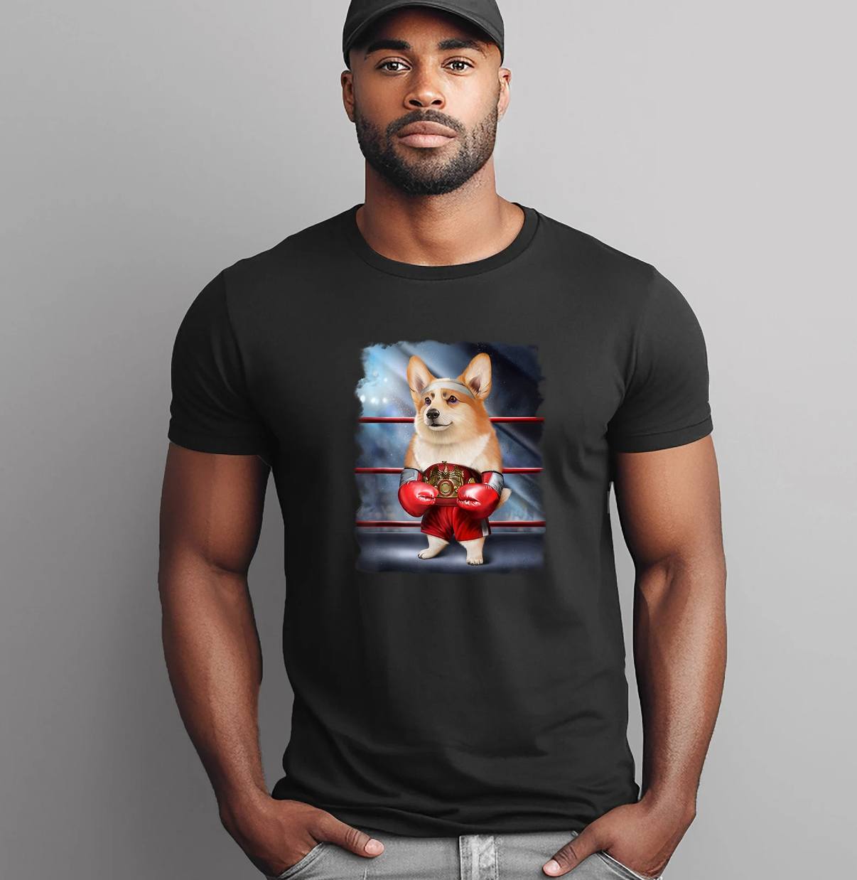 Boxing Champion Welsh Corgi Shirt Fighter Dog Sports Fan Graphic For Men