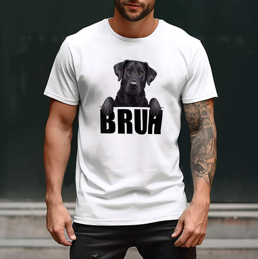 Bruh Black Lab Lover Shirt Funny Labrador Dog Meme Humor Casual Graphic Mens