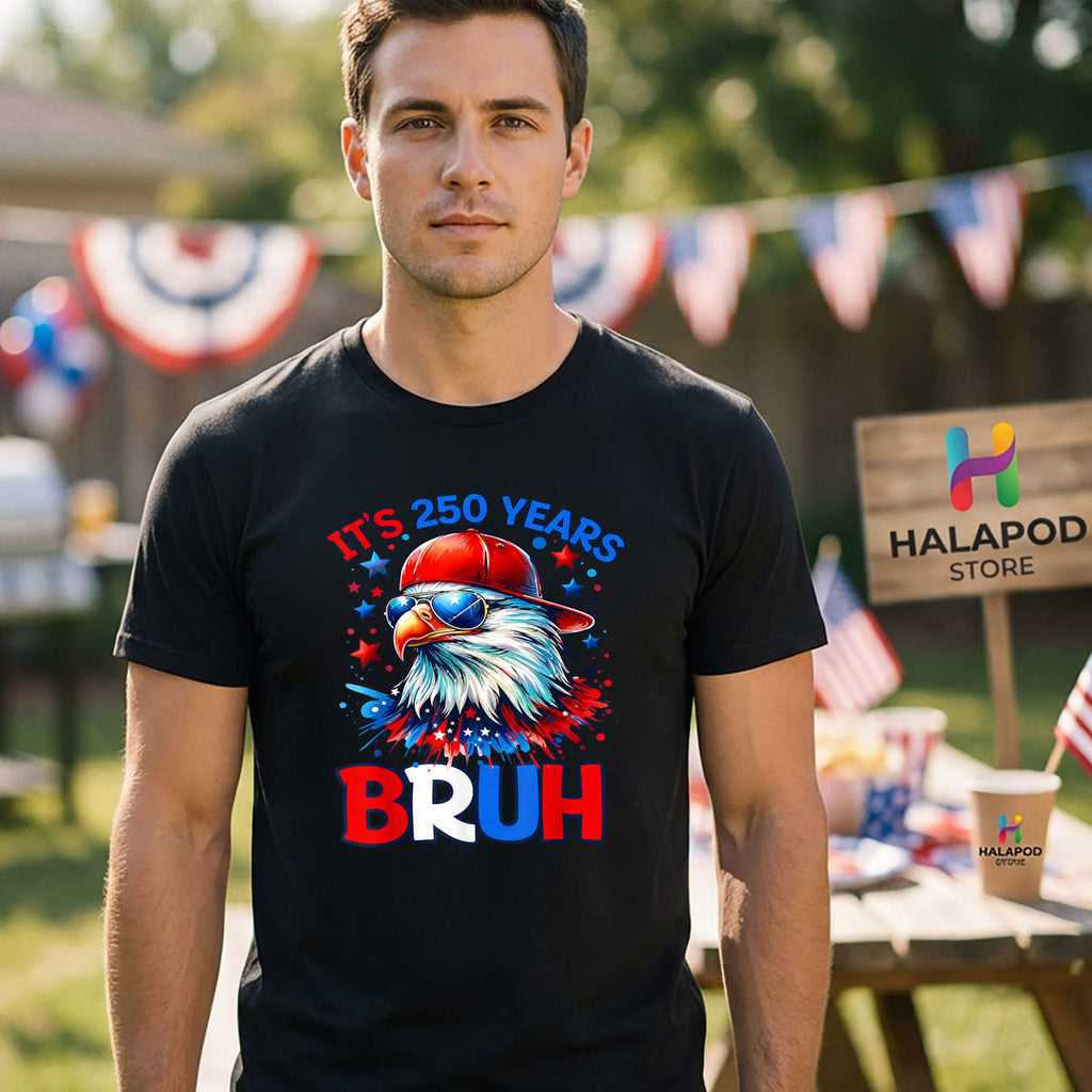 Bruh Eagle Sunglasses Kids Boy Shirt 250th Anniversary 4th Of July Graphic