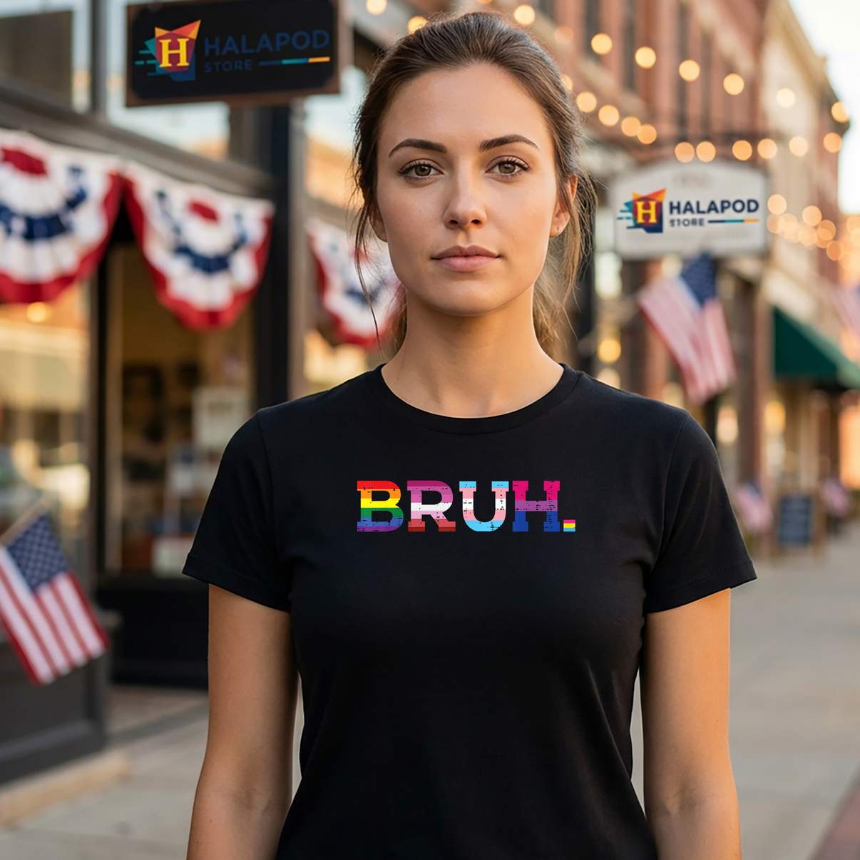 Bruh Funny LGBTQ Ally Tee Shirt Gay Pride Month Rainbow Meme Graphic Design Mens