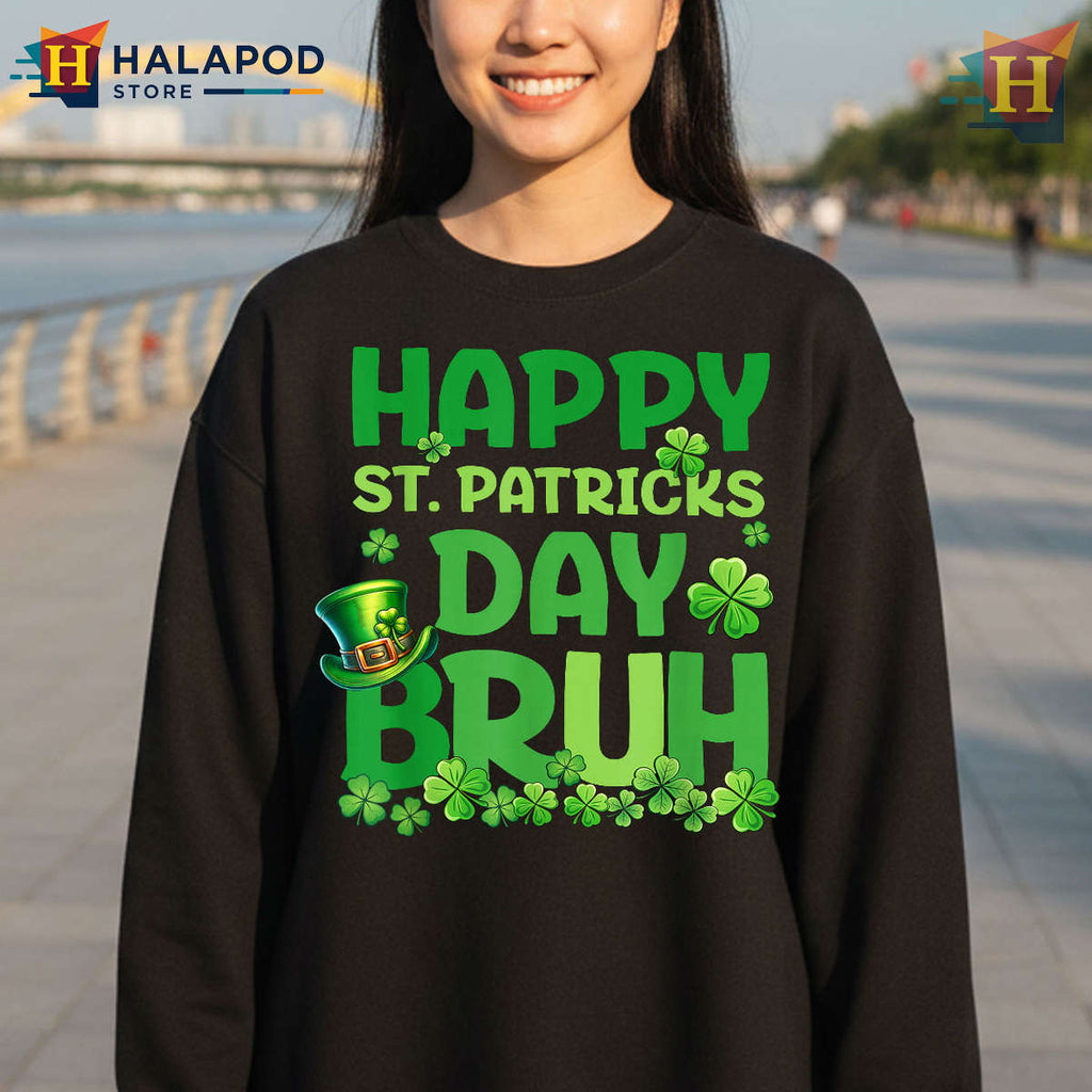 Bruh Teens Boys Graphic Funny St Patricks Day Shirts Shamrock Vibes