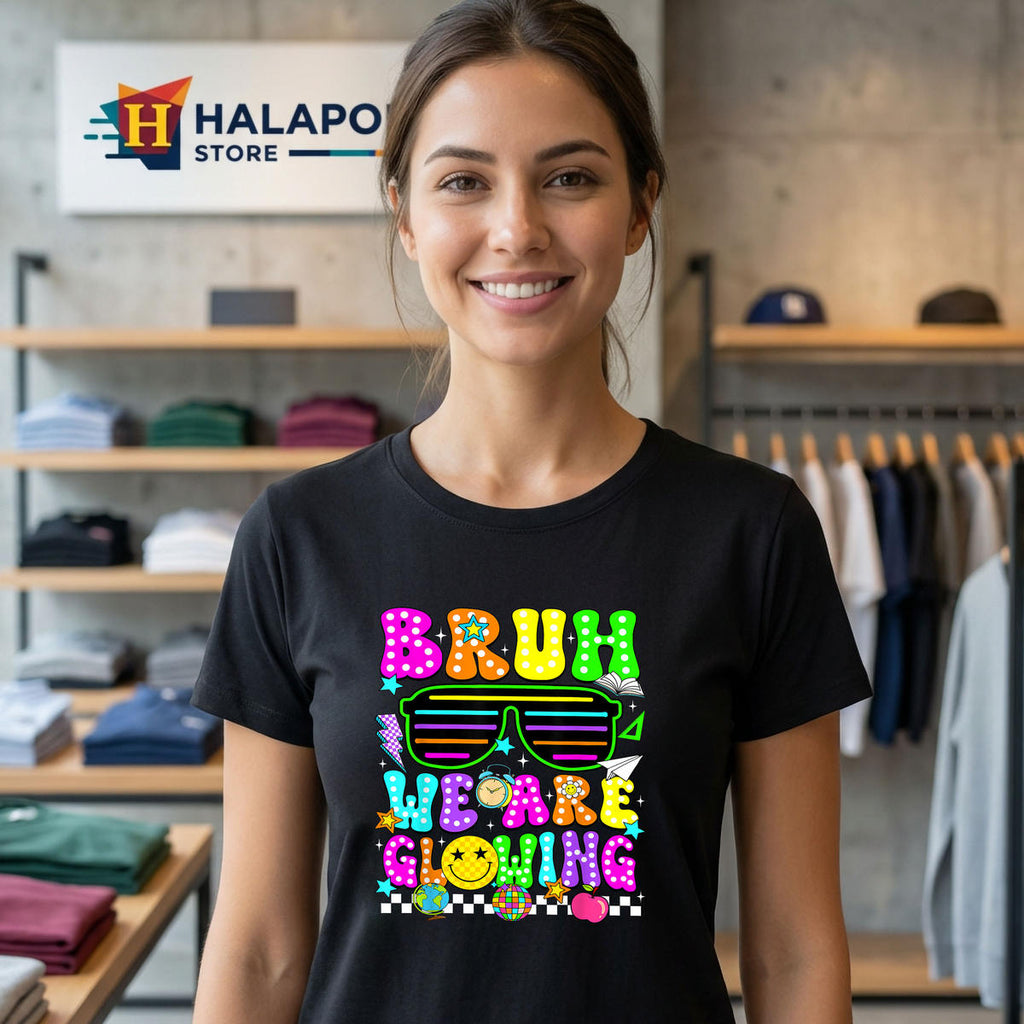 Bruh We Are Glowing Era Shirt 2026 Hello Summer Vacation Funny Kids Fan Apparel