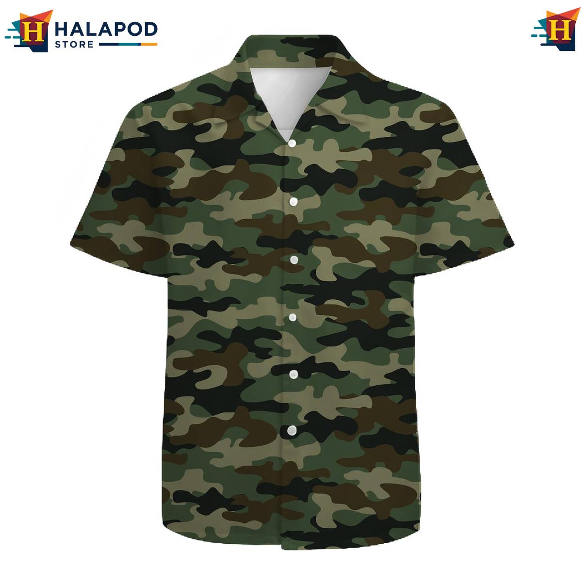 Camouflage Print Hawaiian Shirt Mens Short Sleeve Floral Button Down Mens