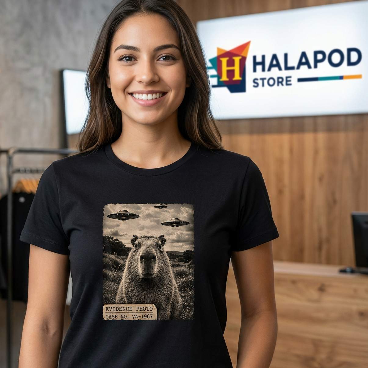 Capybara Alien UFO Evidence TShirt Funny Vintage Photo Graphic Apparel