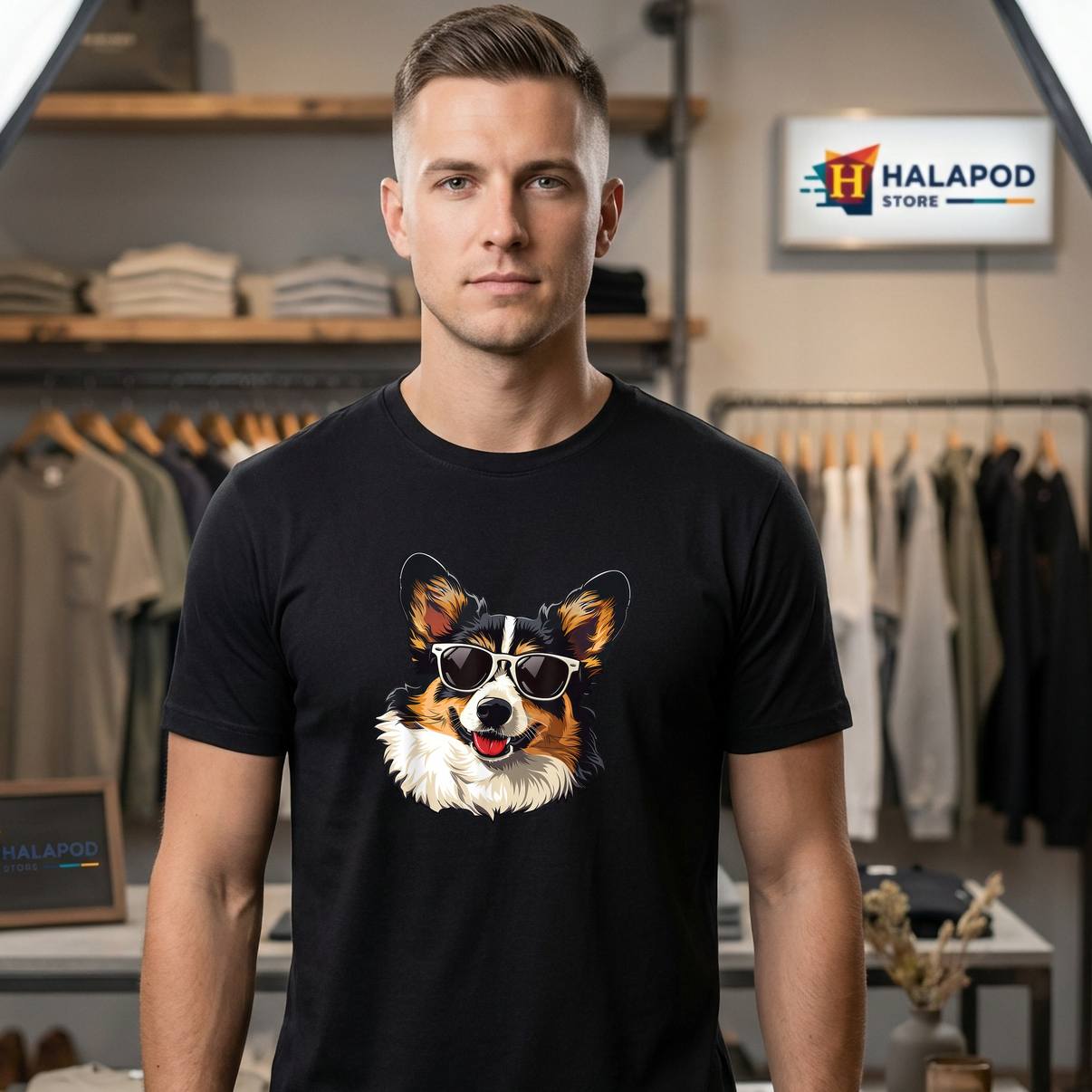 Cardigan Welsh Corgi Dog Shirt Sunglasses Funny Pet Animal Graphic Mens
