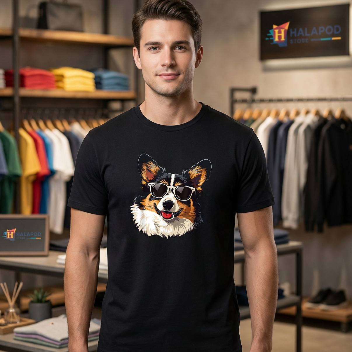 Cardigan Welsh Corgi Dog Tee Shirt Sunglasses Funny Pet Animal Graphic Mens