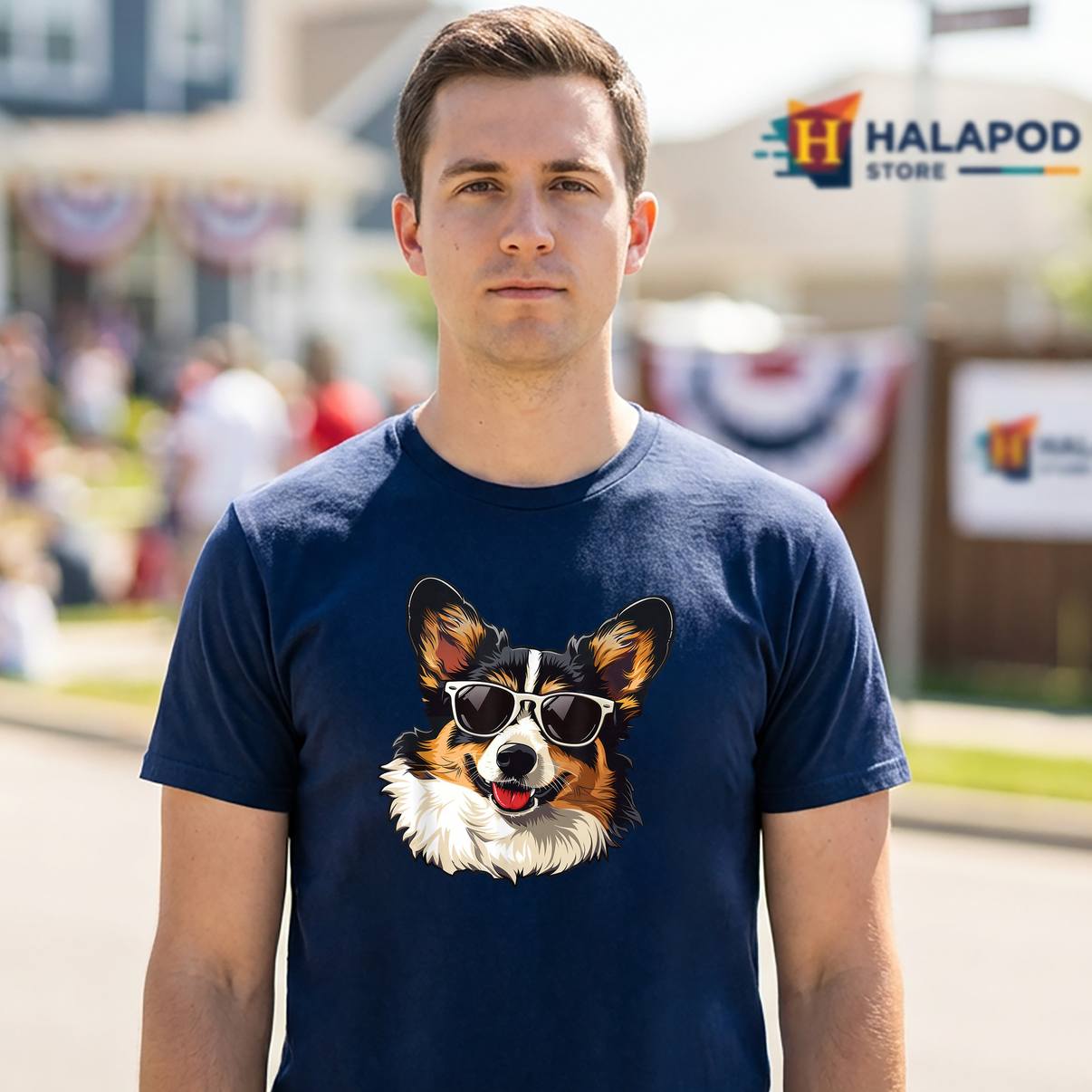 Cardigan Welsh Corgi Dog T-Shirt Sunglasses Funny Pet Animal Graphic Mens