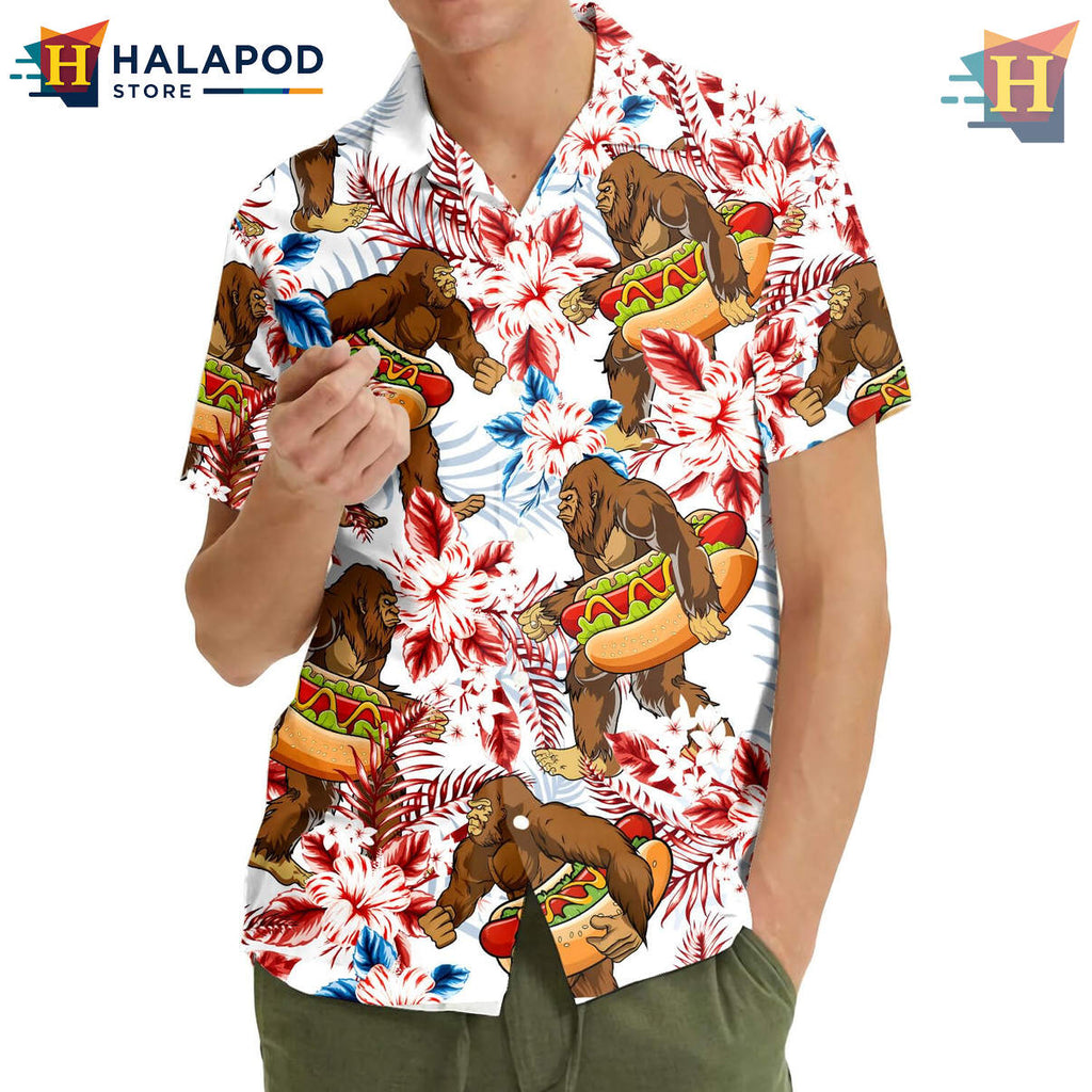 Casual Bigfoot Beach Hawaiian Shirt 2026 Tropical Summer Mens Fan Apparel Gear