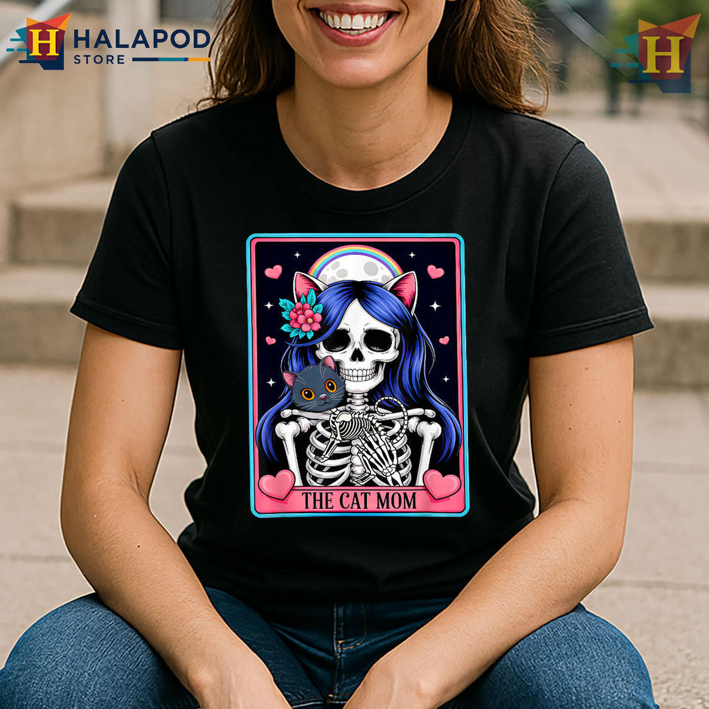Skeleton Cat Mom Tarot Shirt Feline Lover Women Mothers Day
