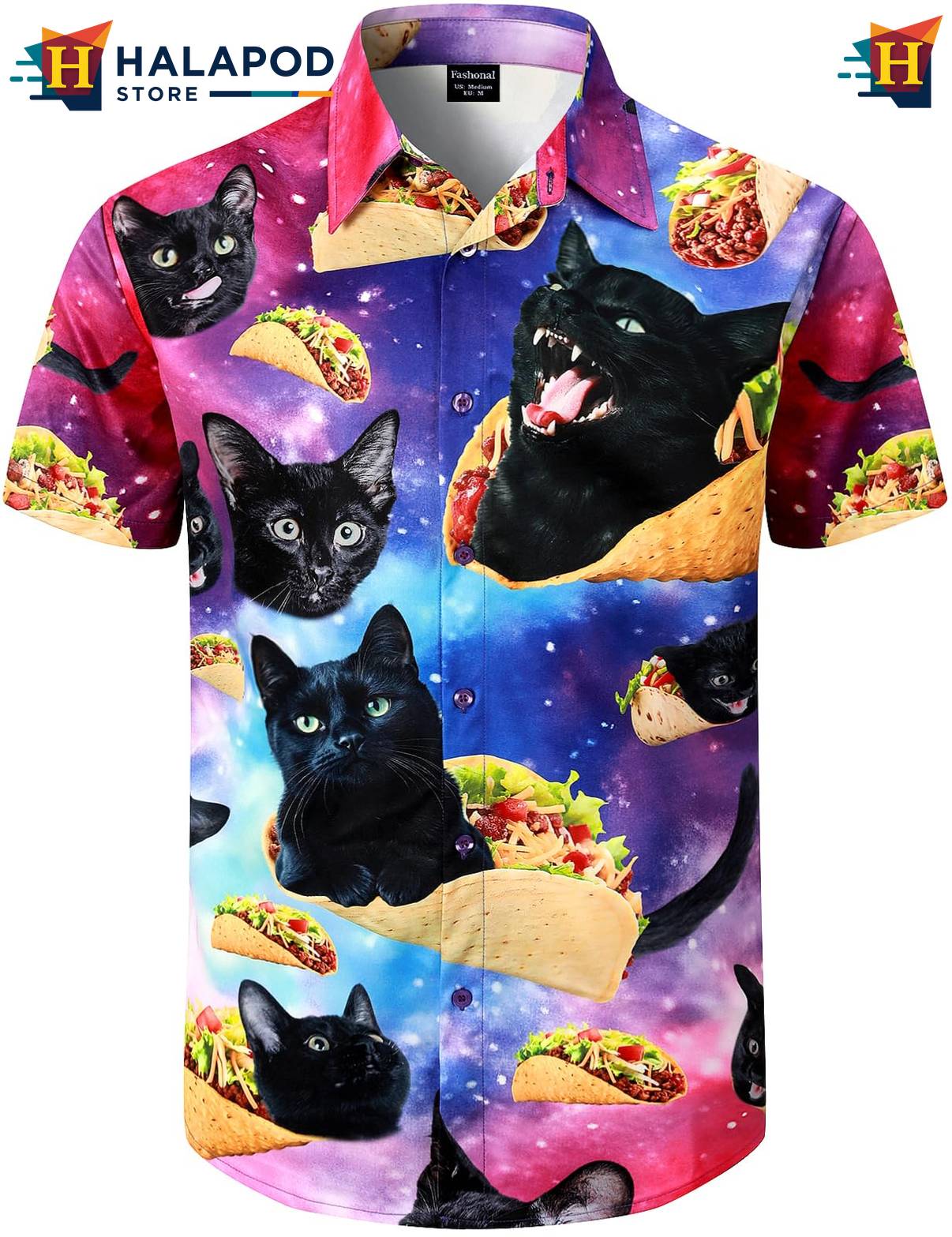 Cat Tropical Beach Hawaiian Shirt Mens Aloha Button Down Short Sleeve Men