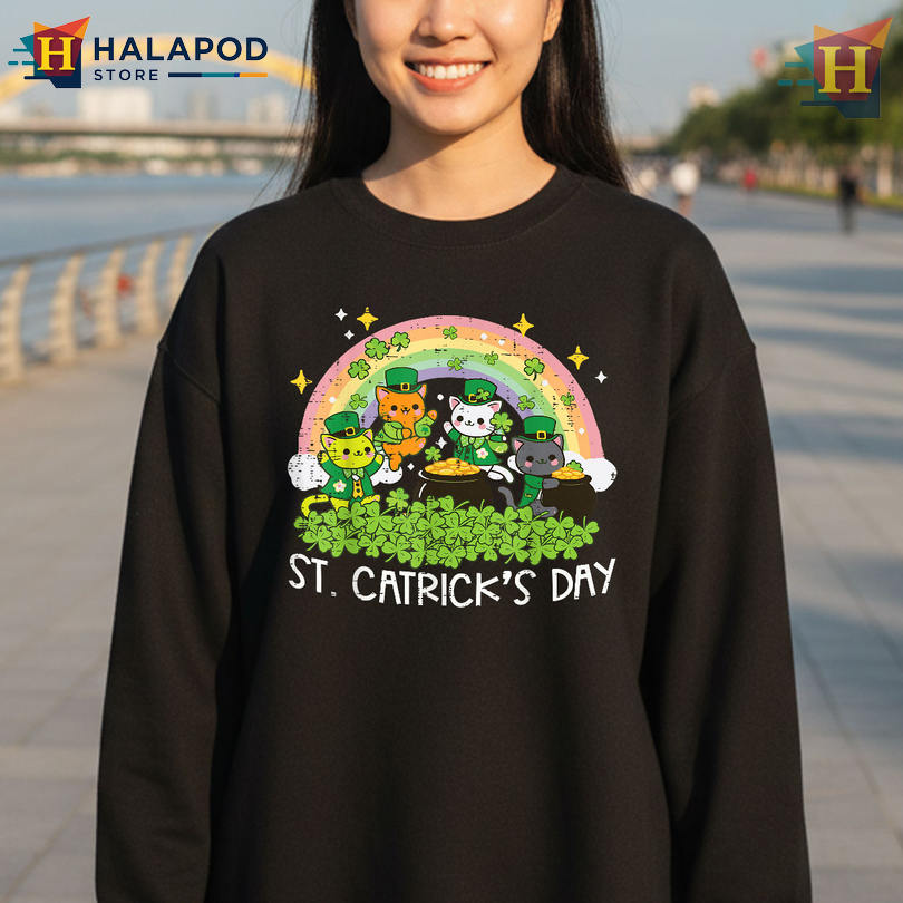 Catricks Day Cats Graphic Shirt St Patricks Day Shirts Cute For All