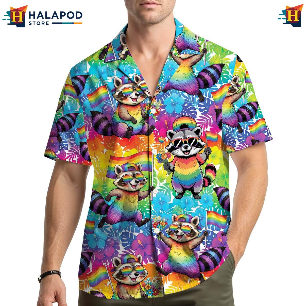 Cheerful Raccoon Hawaiian Shirt, Vibrant Summer Button Down For Beach Lovers