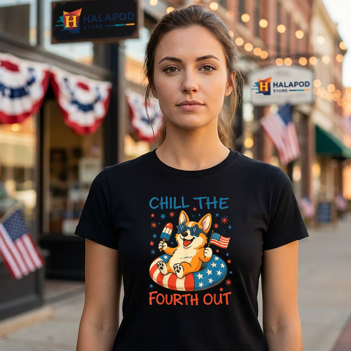 Chill The Fourth Out Corgi TShirt Cute Patriotic 4th Of July Graphic Men