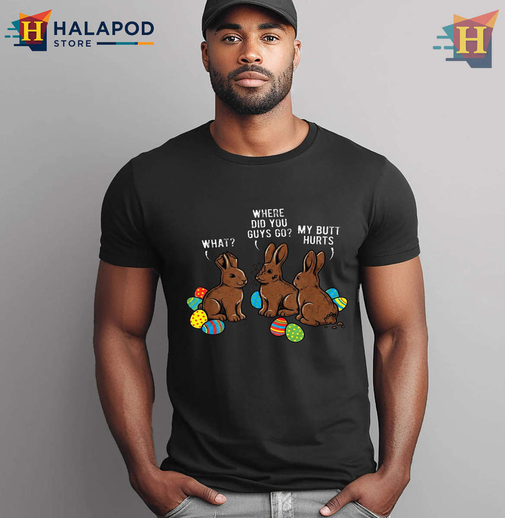 Chocolate Bunny Joke Graphic Funny Easter Shirts For Kids
