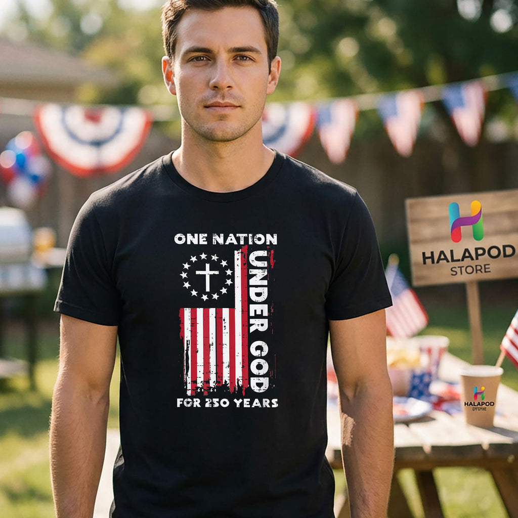 Christian God American Flag 250th Shirt 2026 USA Anniversary Fourth Of July