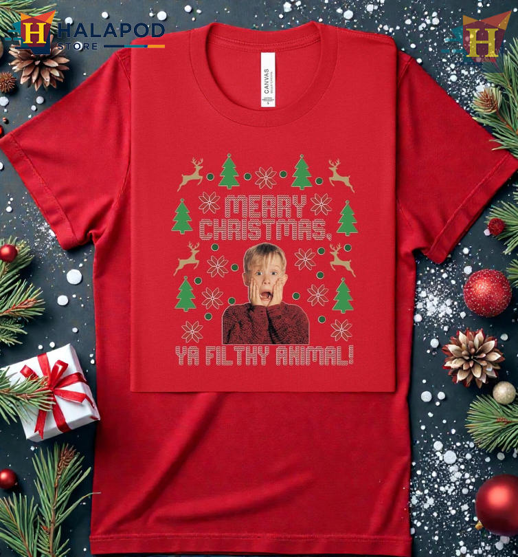 Christmas Shirt Ideas For Family Merry Christmas Ya Filthy Animal Retro Tee