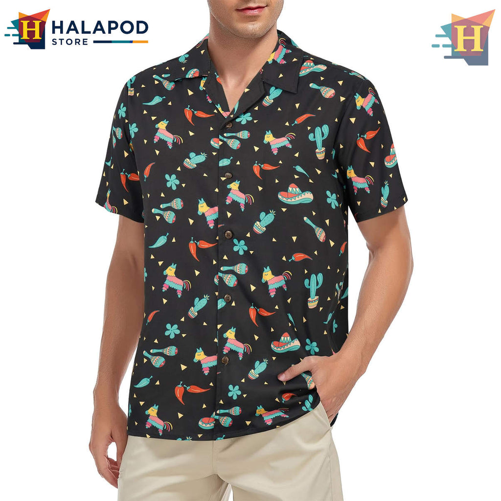 Cinco De Mayo Black Hawaiian Shirt 2026 Floral Print Novelty Casual Beach Gear
