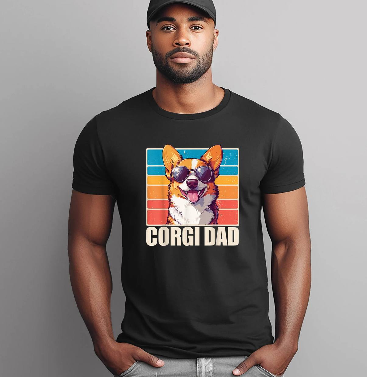 Classic Corgi Dad Funny Meme Shirt Black Dog Lover Graphic Apparel Mens