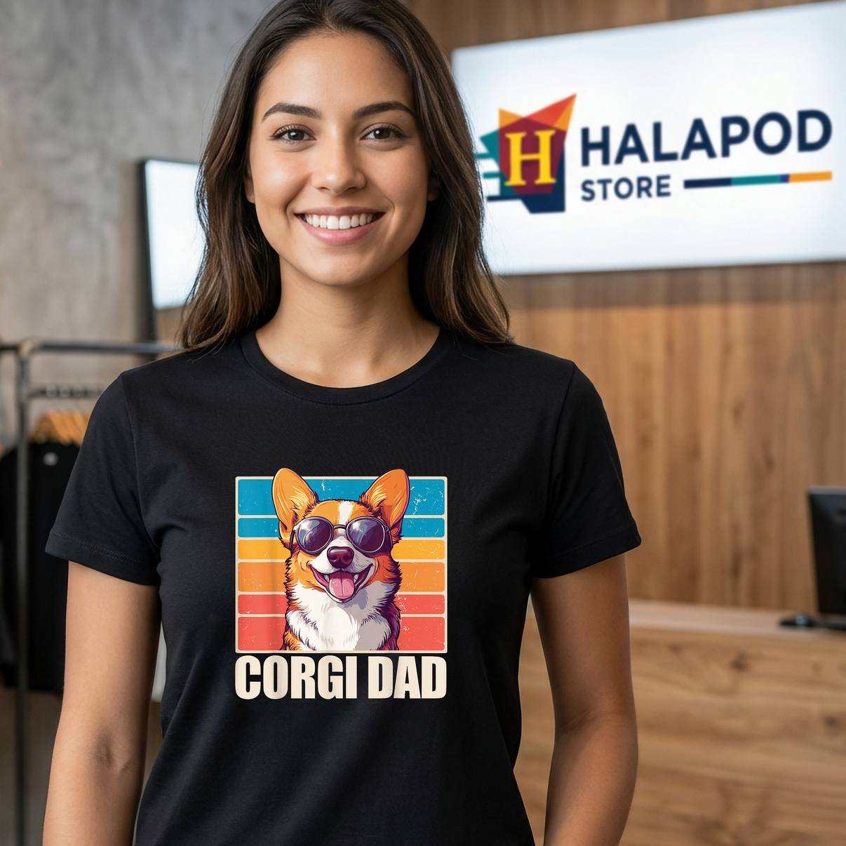 Classic Corgi Dad Funny Meme TShirt Black Dog Lover Graphic Apparel Mens