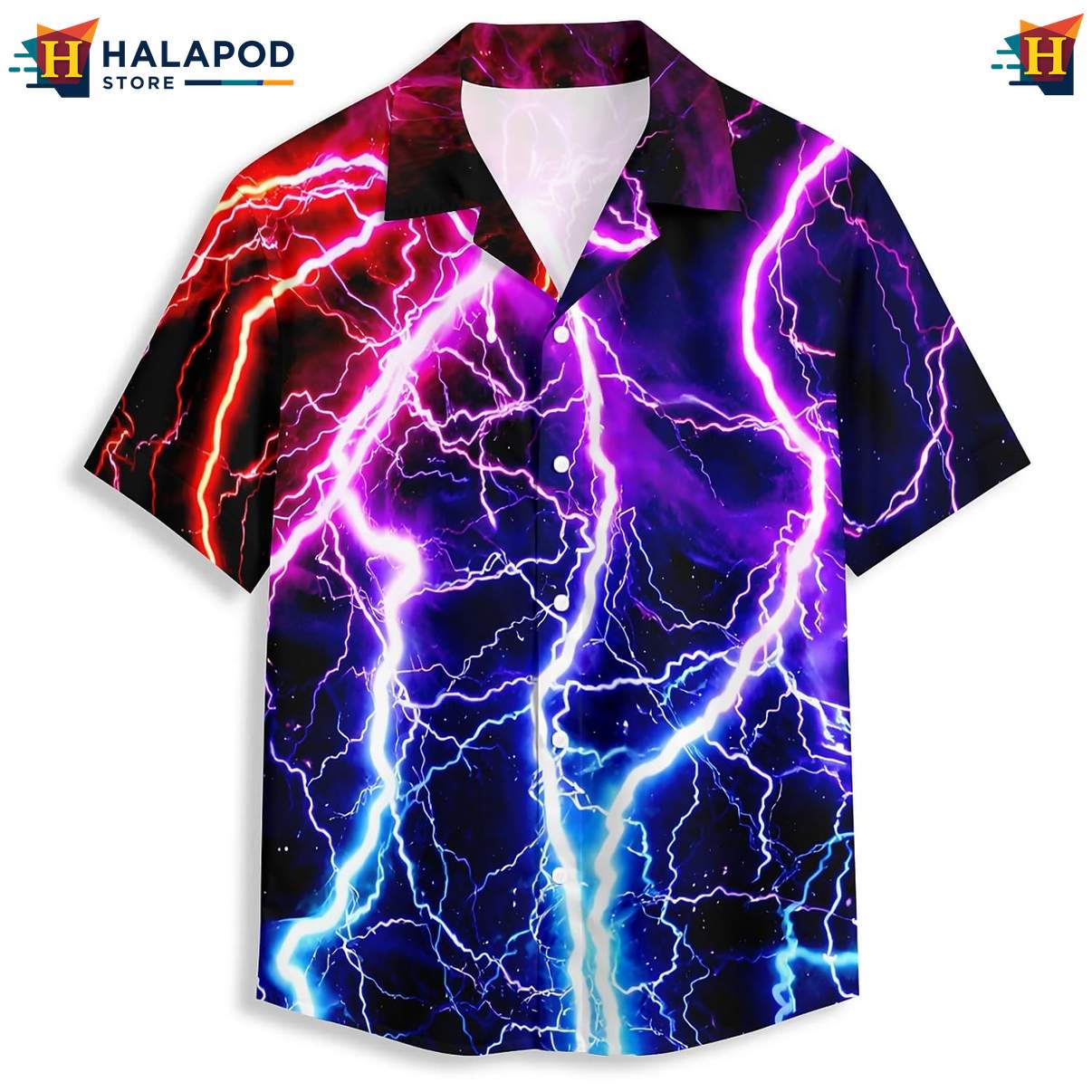 Colorful Lightning Tropical Hawaiian Shirt Short Sleeve Floral Apparel
