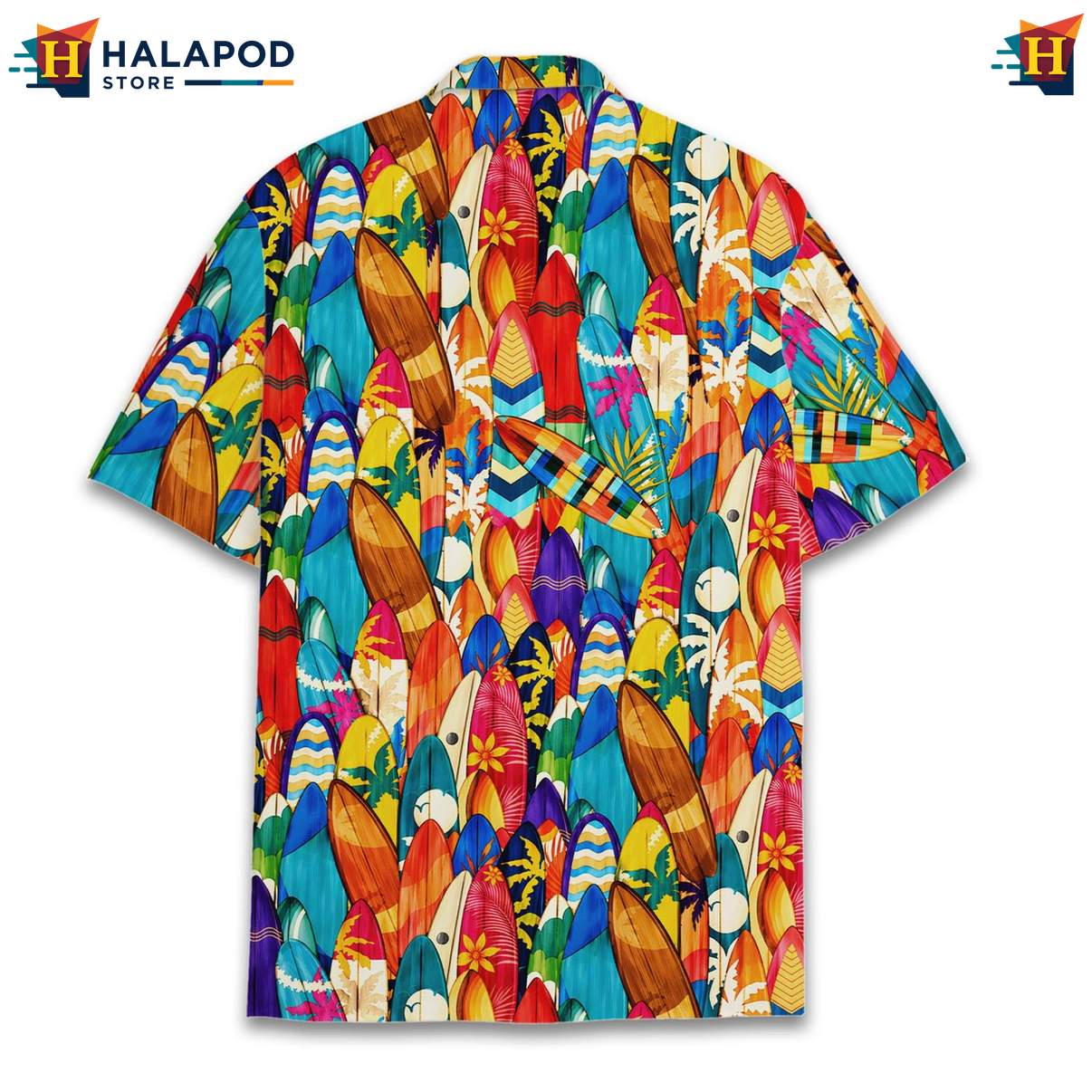 Colorful Surfboard Aloha Shirt For Men, Vibrant Summer Beach Button Down