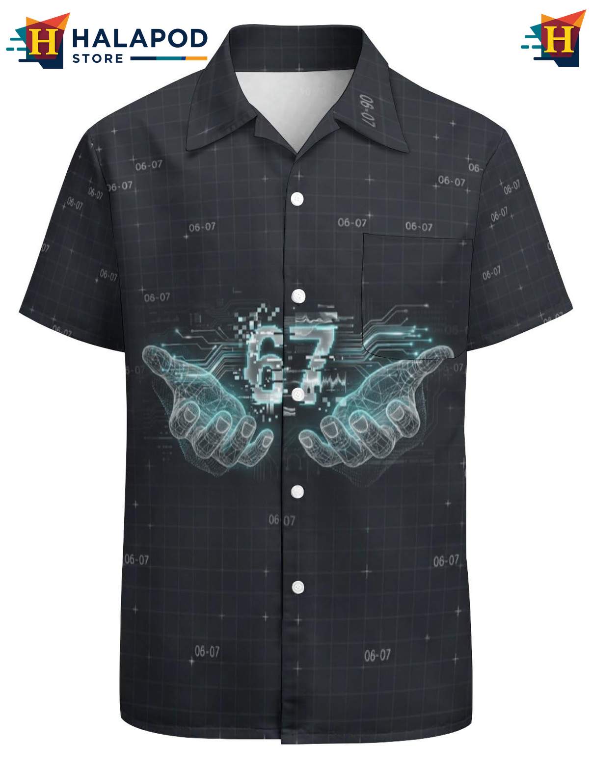 Cool Digital Hawaiian Shirt, Modern Tech Inspired Button Up For Gamers And Tech Enthusiasts