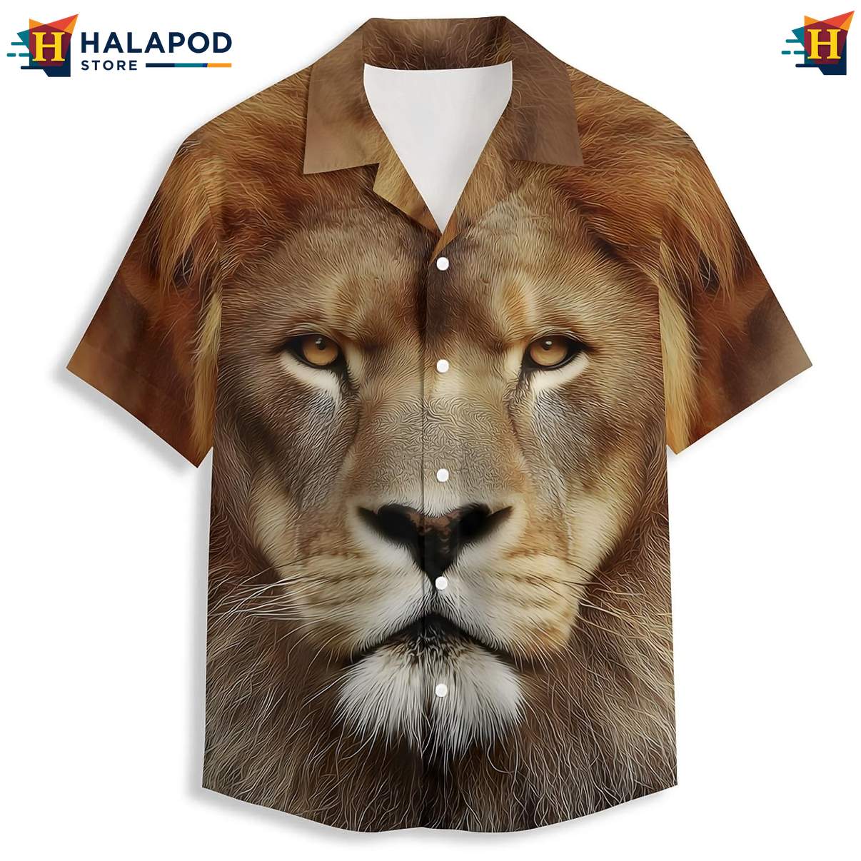 Cool Lion Tropical Hawaiian Shirt Short Sleeve Floral Beach Button Down