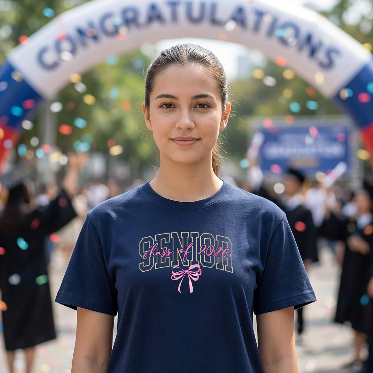 Coquette Bow Class Of 2026 Shirt Womens Senior High School Graduation Graphic