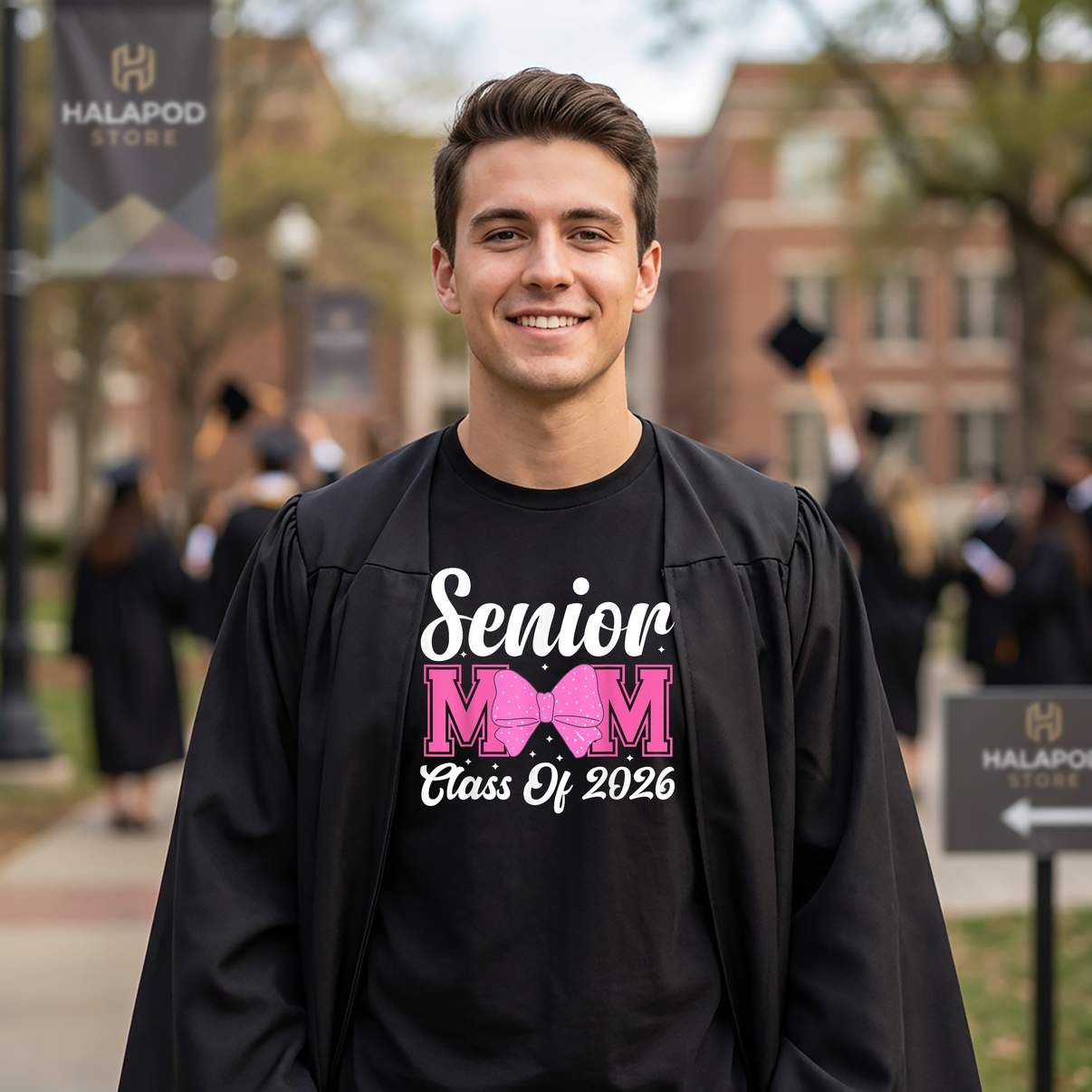Coquette Bow Senior Mom 2026 Tee Shirt Cute Pink Graduation Graphic Design For Men