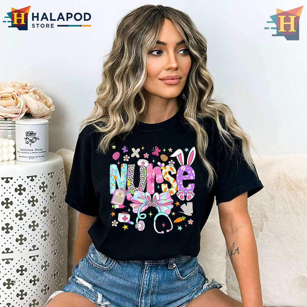 Coquette Nurse Stethoscope Graphic Easter Shirts For Women Nurses