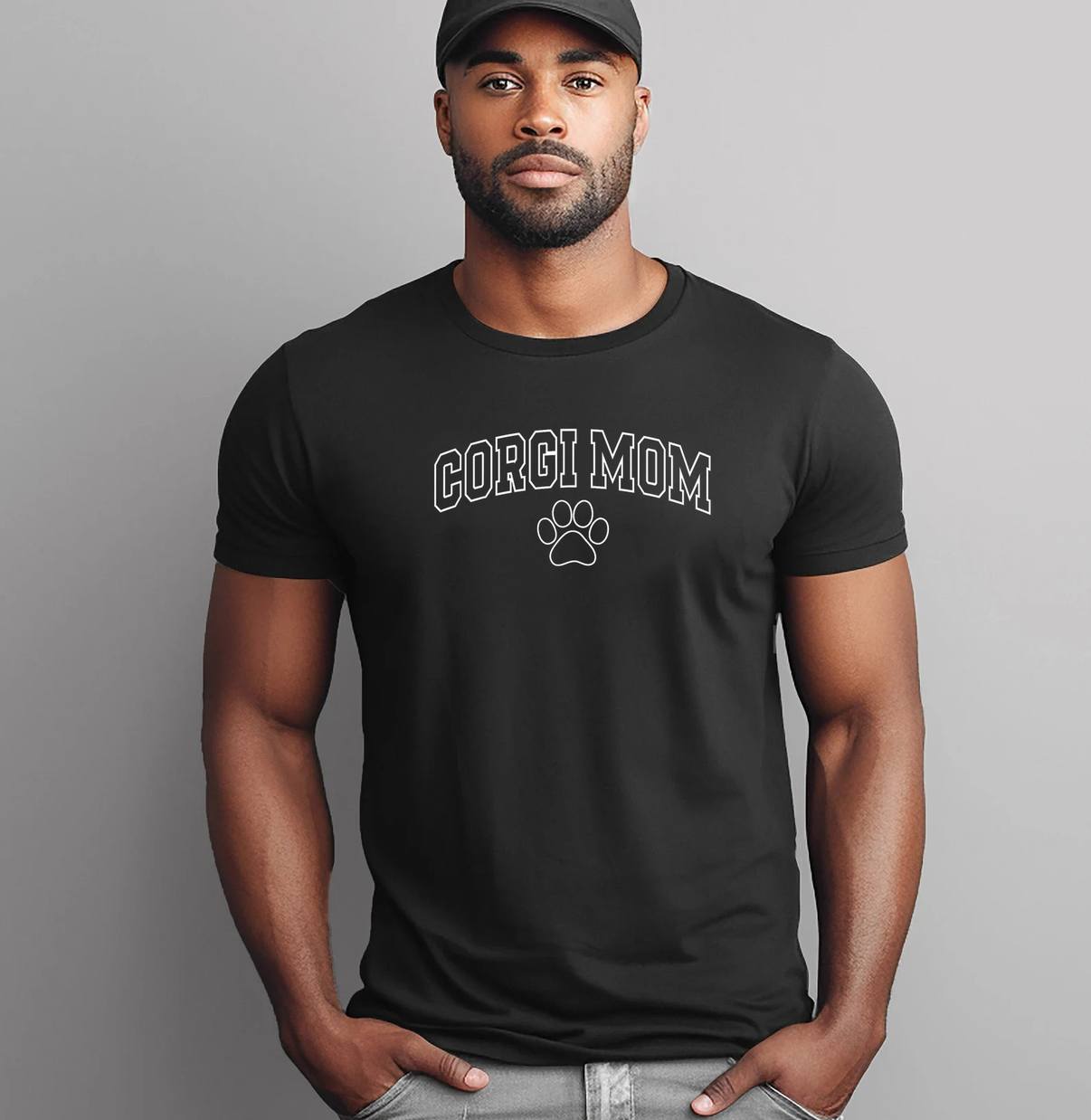 Corgi Mom Funny Athletic Shirt Lettering Pet Owner Mama Graphic For Mens