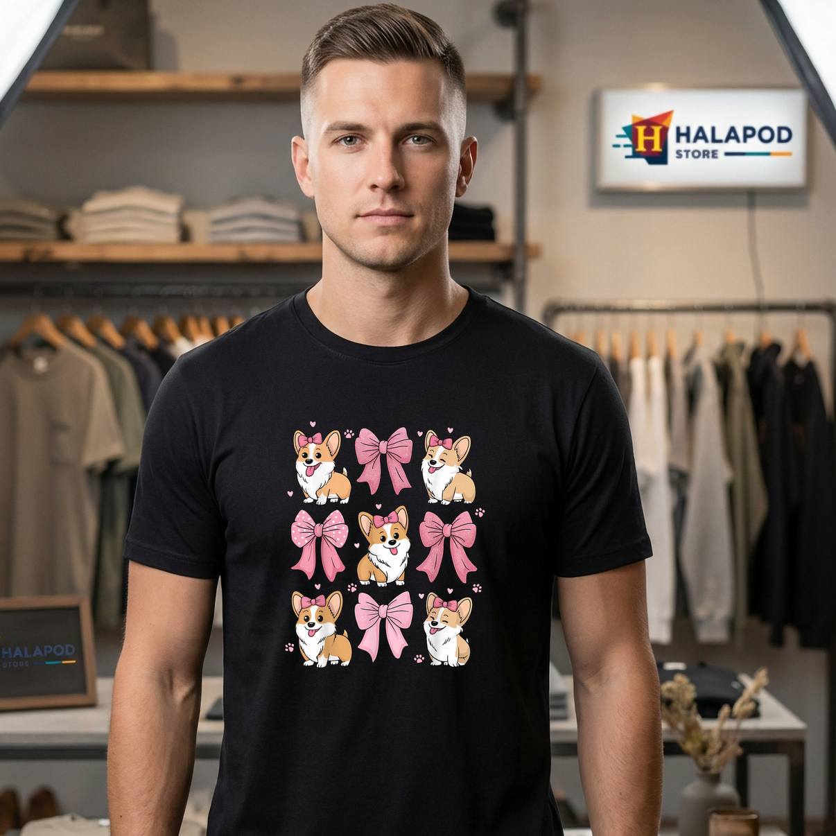 Corgi Pink Coquette Dog Meme Shirt Funny Pet Lover Graphic Apparel Mens