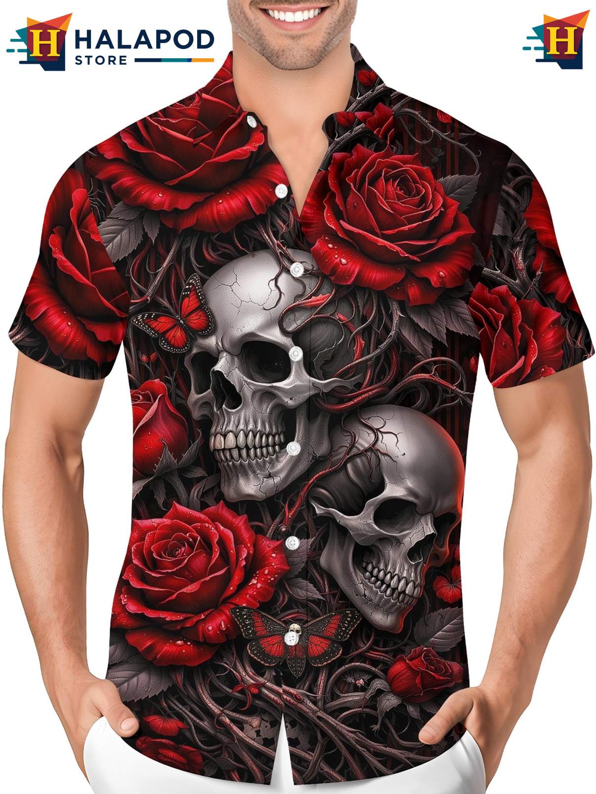 Crazy Graphic Aloha Button Down Shirt Mens Funny Novelty Summer Beach Outfit