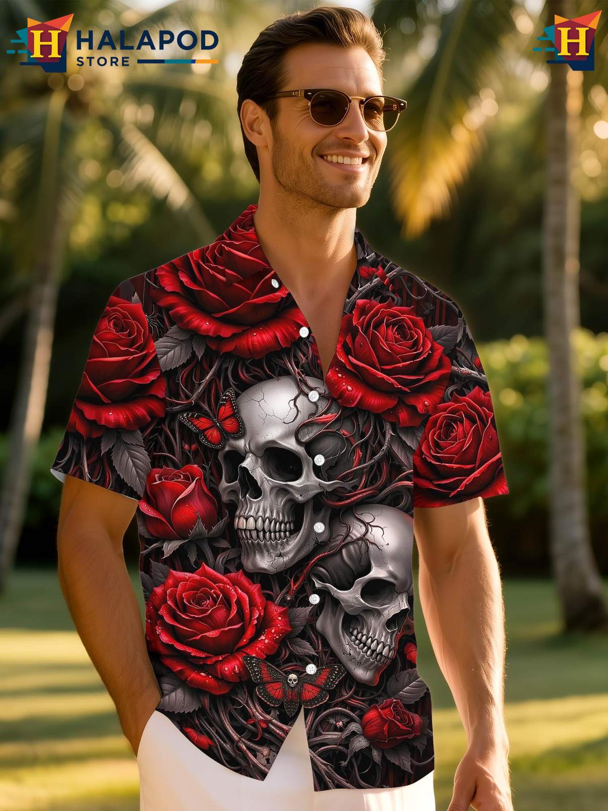 Crazy Graphic Aloha Button Down Shirt Mens Funny Novelty Summer Beach Outfit