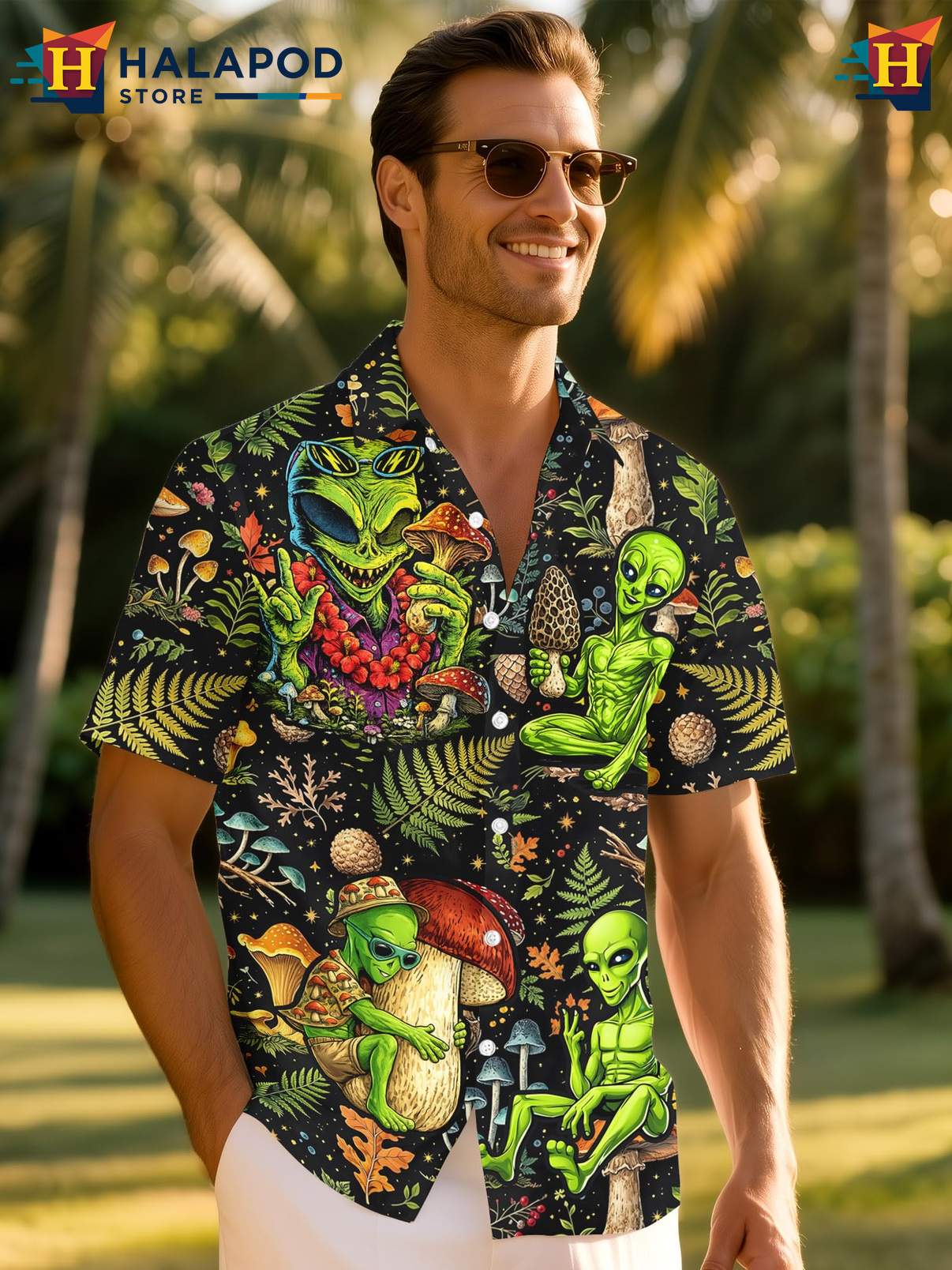Crazy Graphic Aloha Shirt Mens Funny Novelty Button Down Summer Beach Outfit