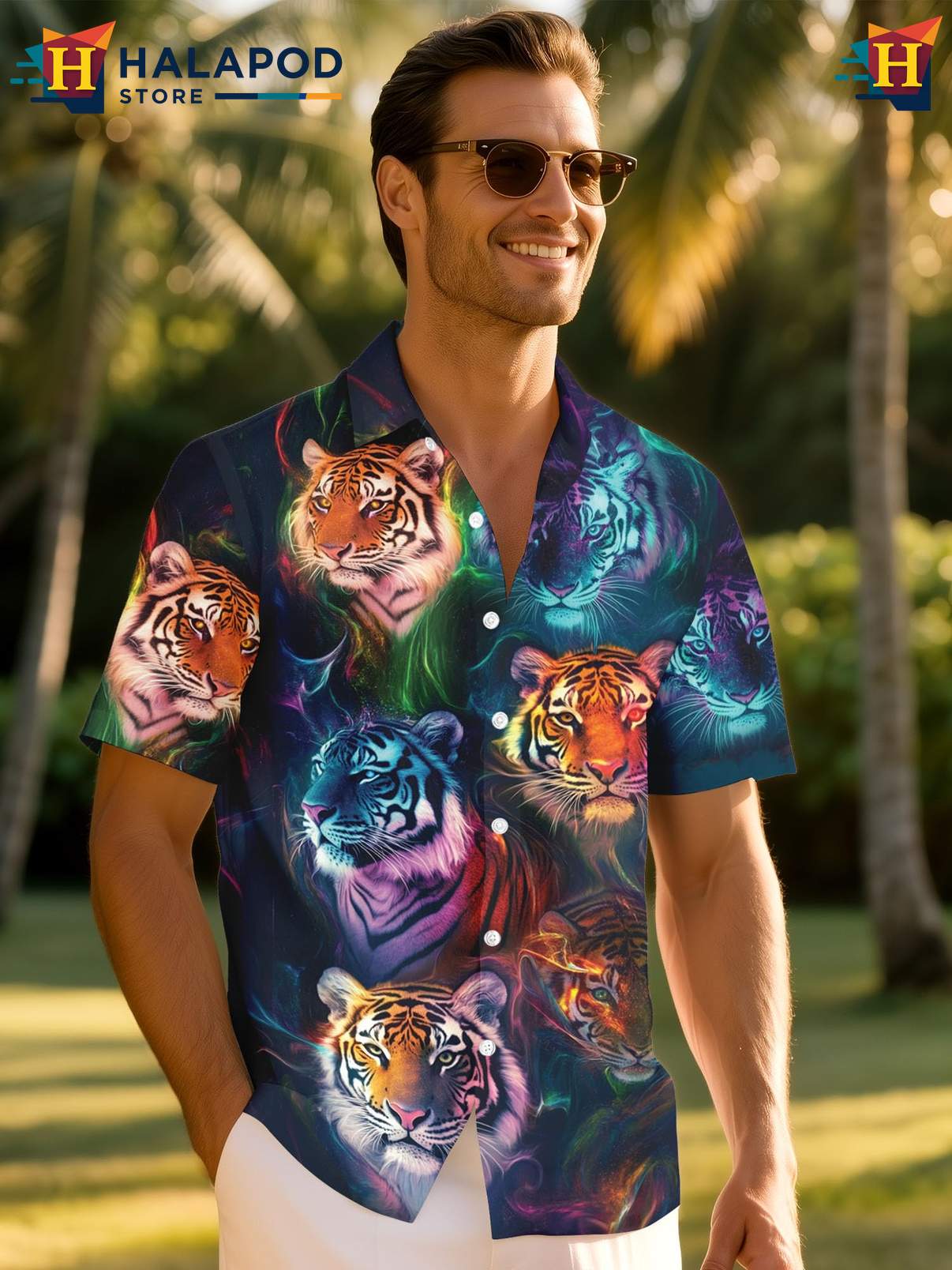 Crazy Graphic Hawaiian Button Down Shirt Mens Funny Novelty Summer Beach Wear